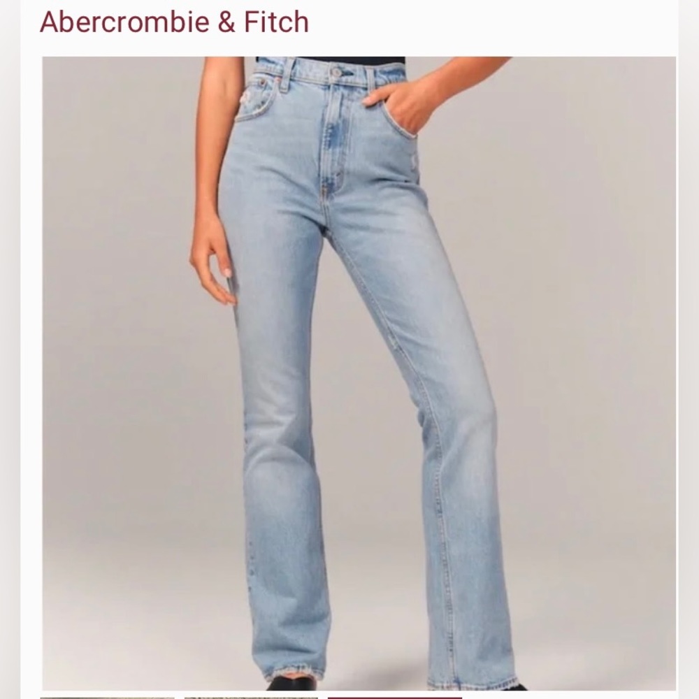 Abercrombie & Fitch Curve Love 70s Vintage Flare Ultra High Rise Jean in Black